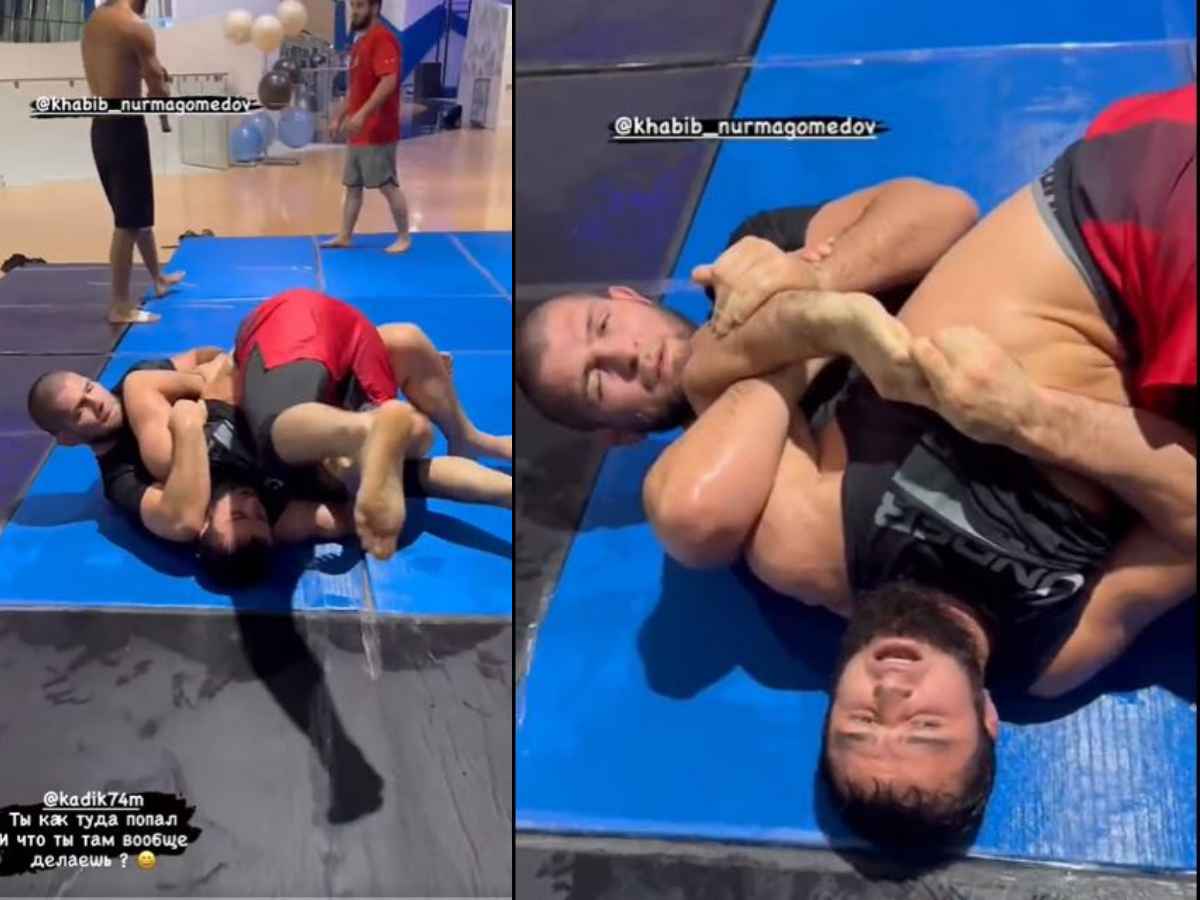 “Looked like he was wrestling god” – Olympic silver medalist struggling to hold his own against retired Khabib Nurmagomedov has fans in awe of UFC legend’s skills