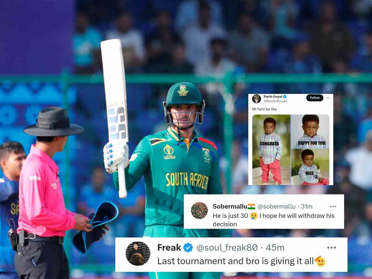 “Last tournament and bro is giving it all”- Netizens praise Quinton de Kock for his maiden century in his last ODI World Cup