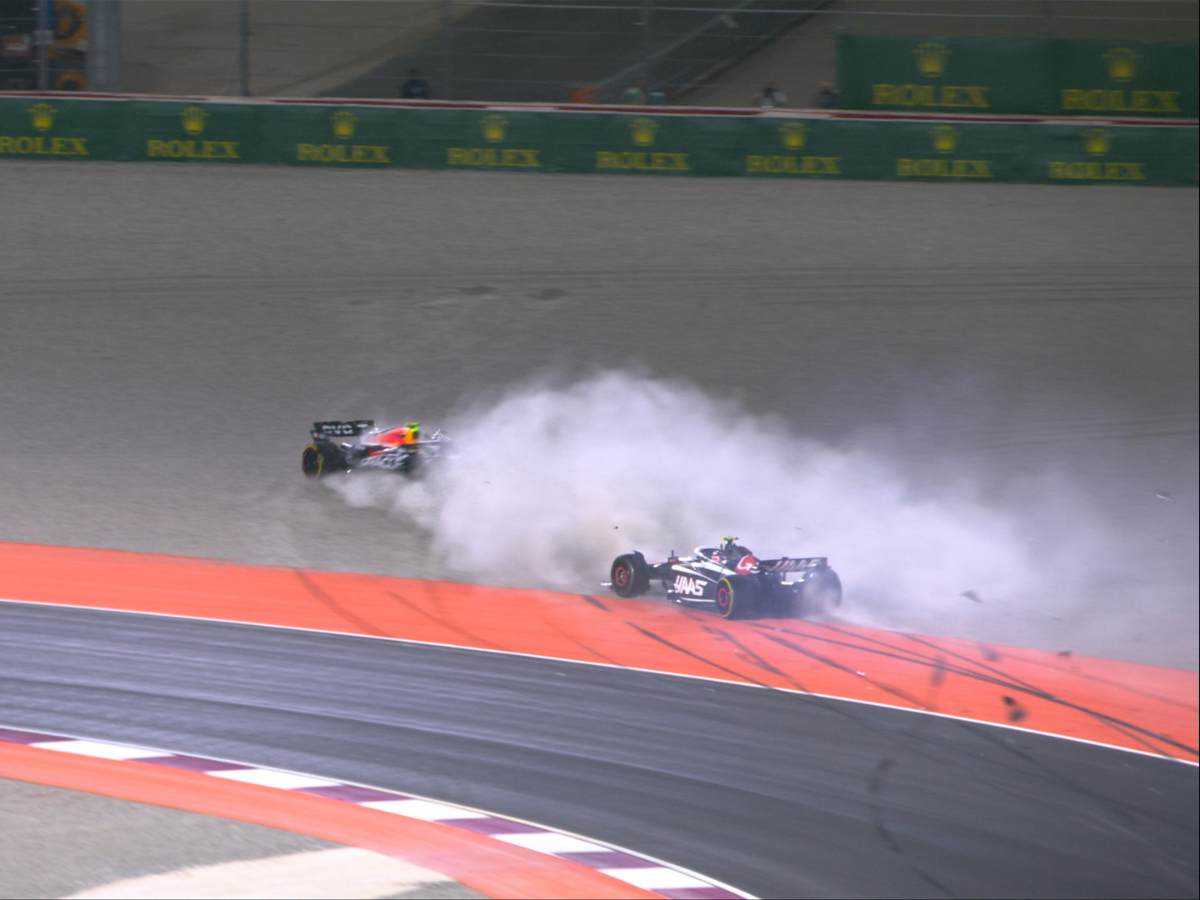 WATCH: Sergio Perez goes into the gravel with Nico Hulkenberg after a horrific crash with Esteban Ocon