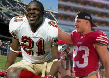 Frank Gore (L) and Christian McCaffrey (R)