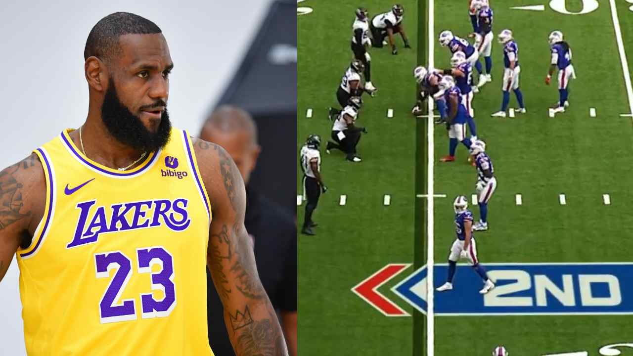 WATCH: Josh Allen rolls out a weird ‘LeBron James’ play call against the Jaguars, leaves the NBA legend baffled