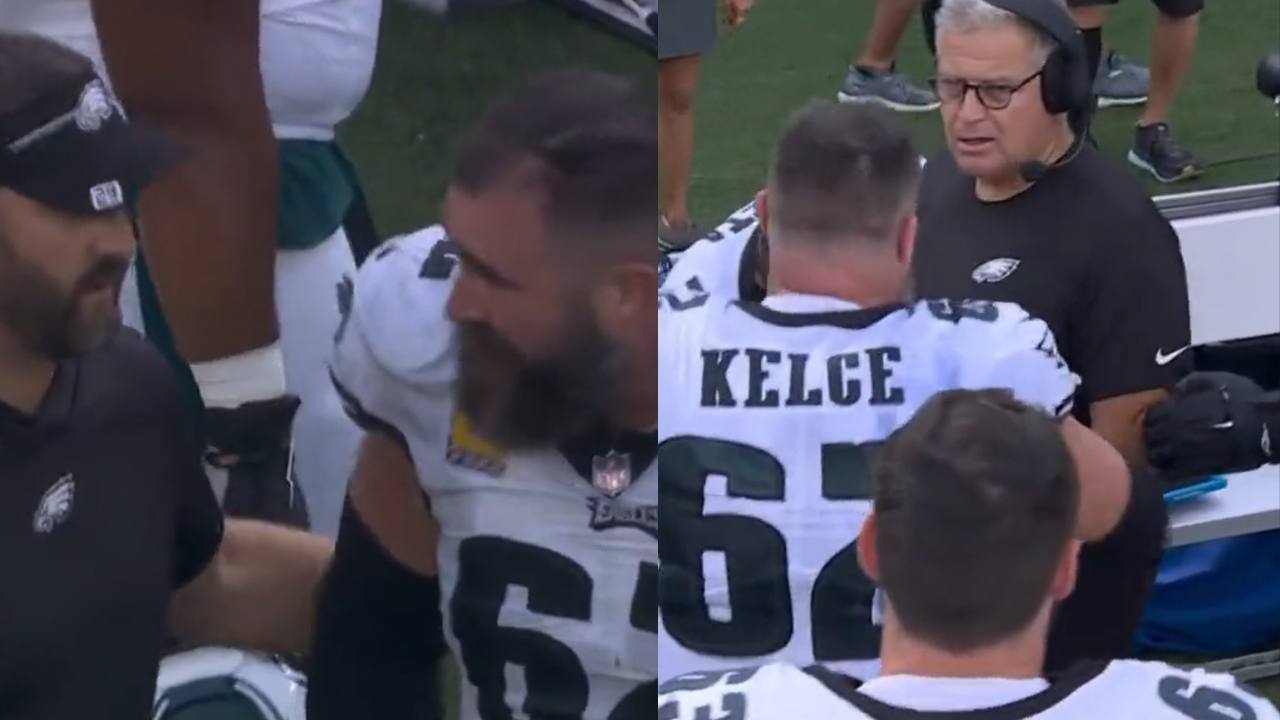 WATCH: Eagles’ Jason Kelce loses his mind on HC Nick Sirianni as he gets involved in a ‘heated’ exchange on sidelines during the Rams game