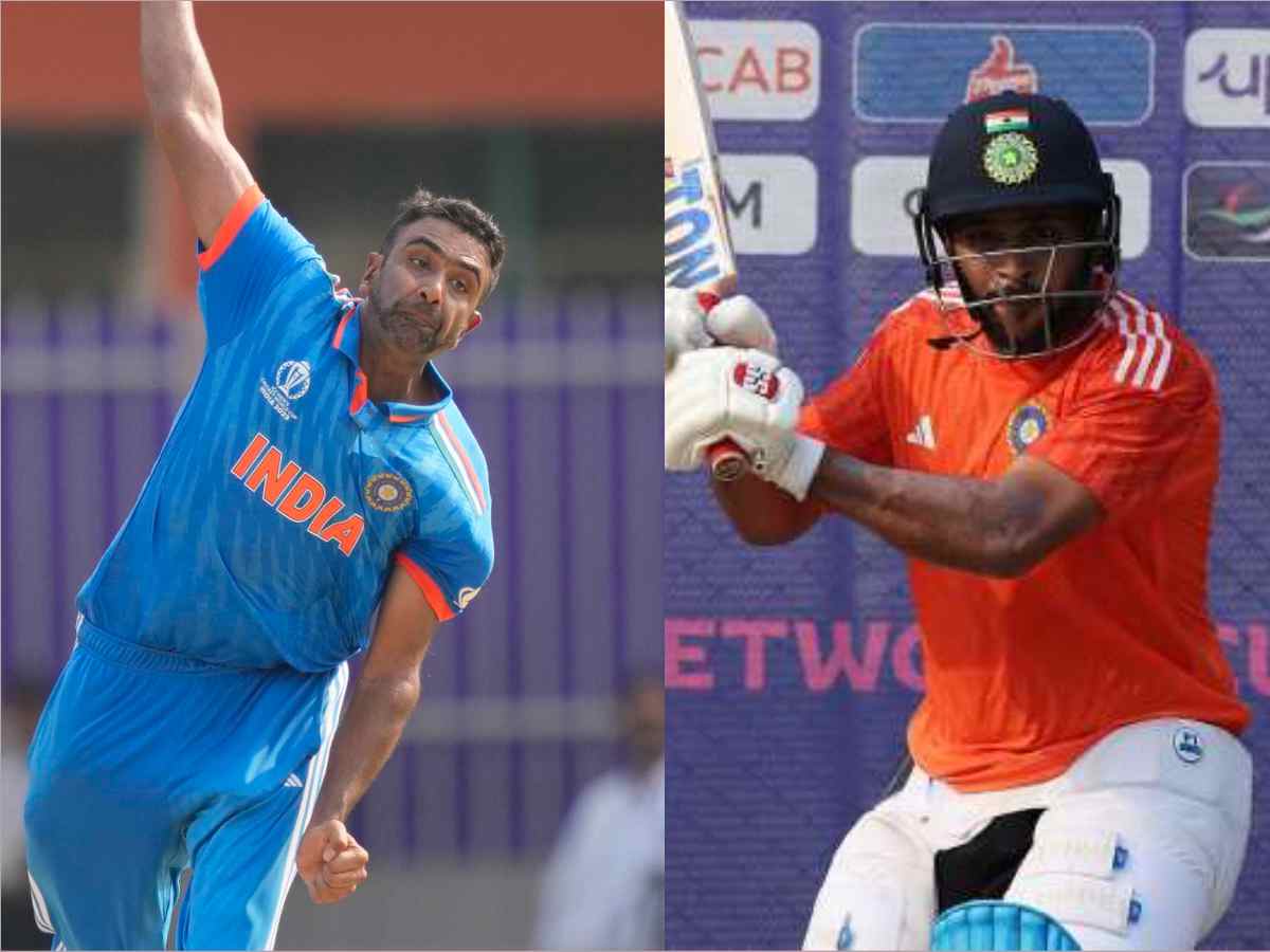 R. Ashwin bowling against Australia, Shardul Thakur bats in nets. 