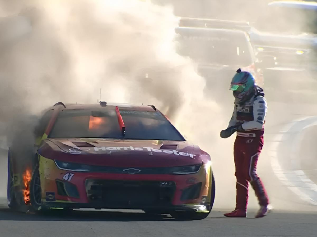 WATCH: “Overcooked the pizza rolls” – Fans react as Ricky Stenhouse Jr.’s car catches fire at the Charlotte ROVAL playoffs race