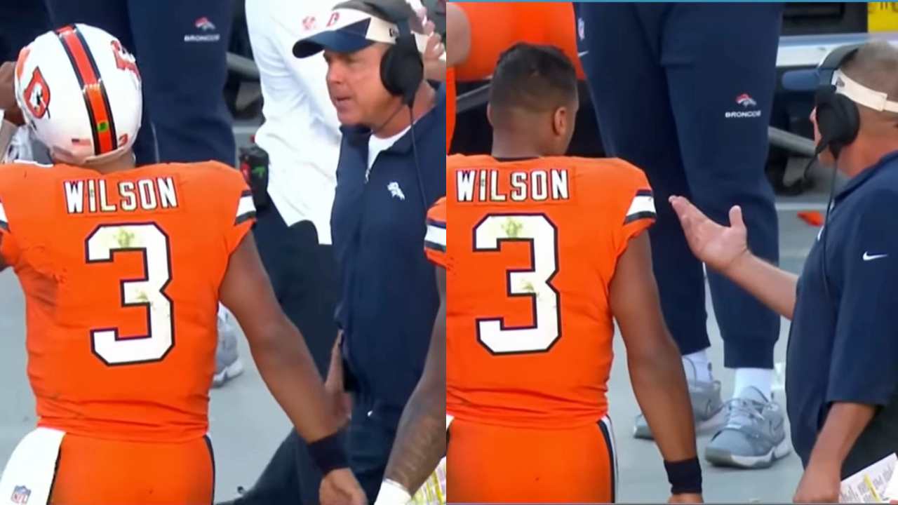 WATCH: Sean Payton visibly ‘frustrated’ with Russell Wilson at sidelines as things got heated up during Broncos’ poor outing against the Jets