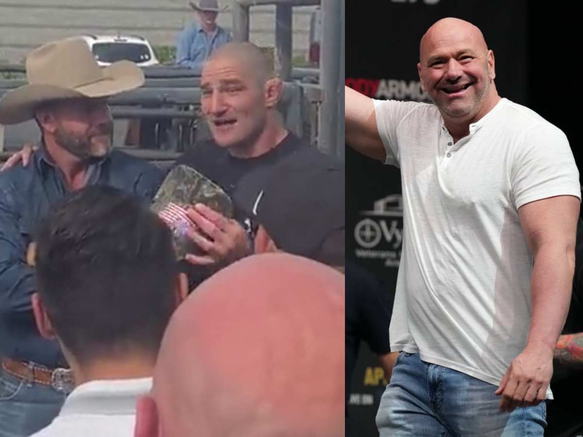 “You come spar me,” Newly crowned Sean Strickland amuses crowd challenging to ride Dana White’s bull for a showdown with its handler