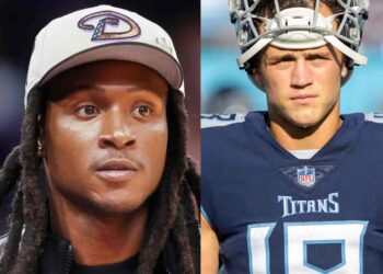 DeAndre Hopkins was not having it when Kyle Phillips sat next to him on the sidelines. (IMAGE: GETTY )