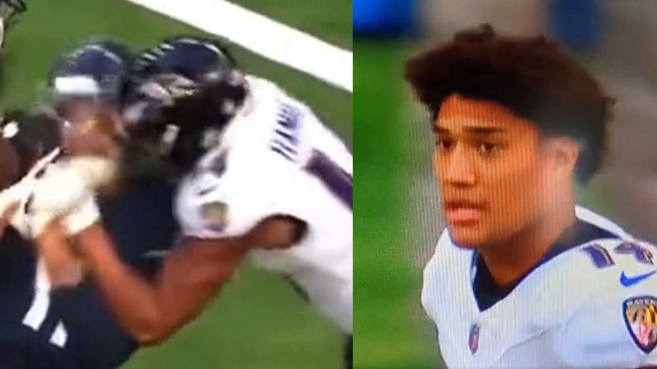 WATCH: “F***ing bulls**t!” – Ravens’ Kyle Hamilton drops an ‘F-bomb’ after being ejected for a helmet-helmet hit against the Titans