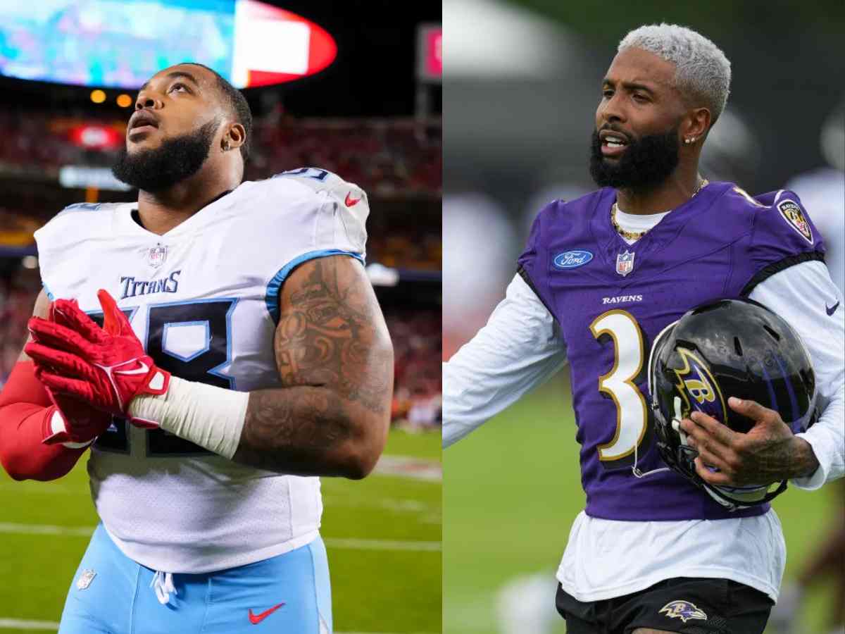 WATCH: Titans DE Jeffery Simmons viciously pushes Odell Beckham Jr. to the ground after getting kneed by the Ravens WR