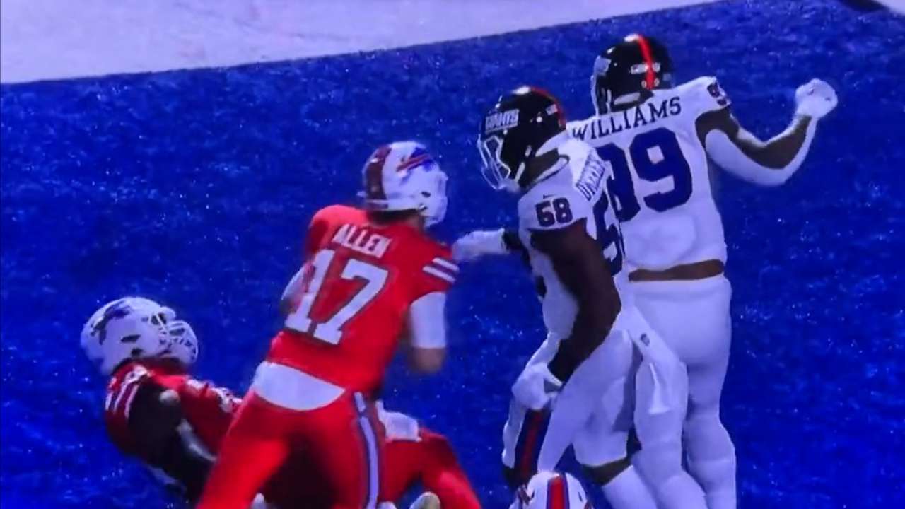 WATCH: Josh Allen viciously attacks Bobby Okereke in an attempt to stand up for his teammate as Bills engage in a mid-game brawl with Giants