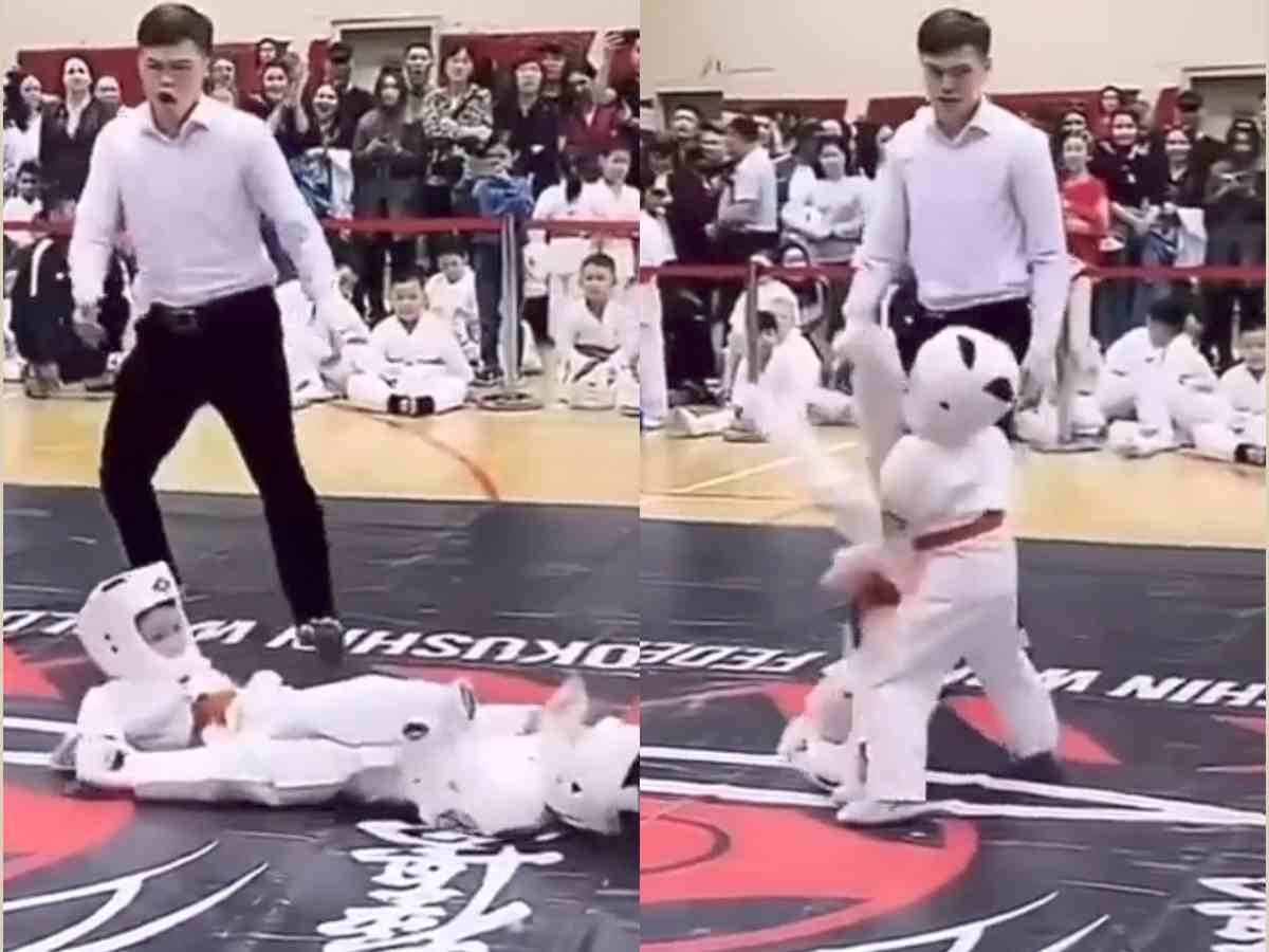 WATCH: ’10-8 round for lil homie’ – INCREDIBLE cartwheel knockdown from little kid has fans predicting his UFC success in coming years