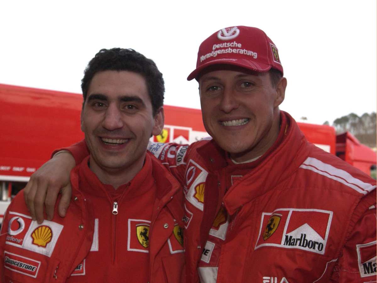 Andrea Stella and Michael Schumacher with Ferrari