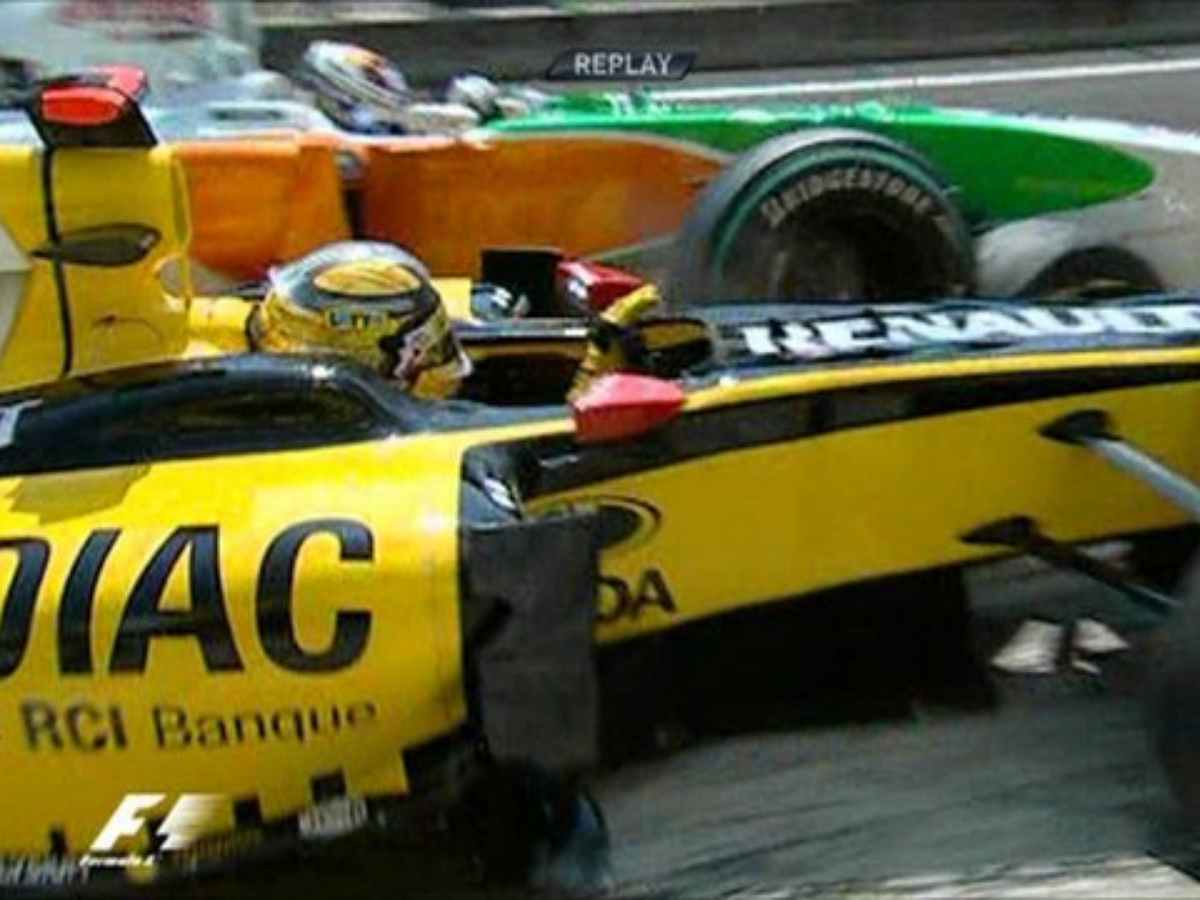 Adrian Sutil and Robert Kubica's collision at the Hungarian GP, 2010