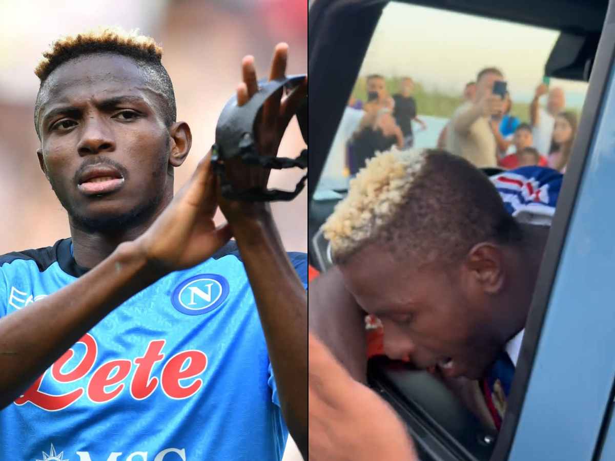 WATCH: “His days in Napoli are numbered” – Twitter reacts to Victor Osimhen losing cool after fans block his vehicle for autographs