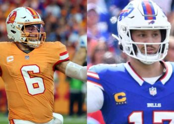 Baker Mayfield (L) and Josh Allen (R)