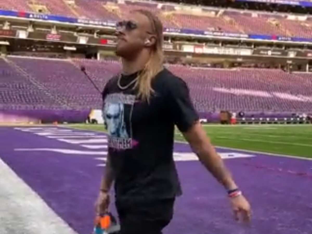 WATCH: San Francisco 49ers tight end George Kittle rocked Edge’s iconic ‘Attitude Era’ tee before locking horns with the Vikings