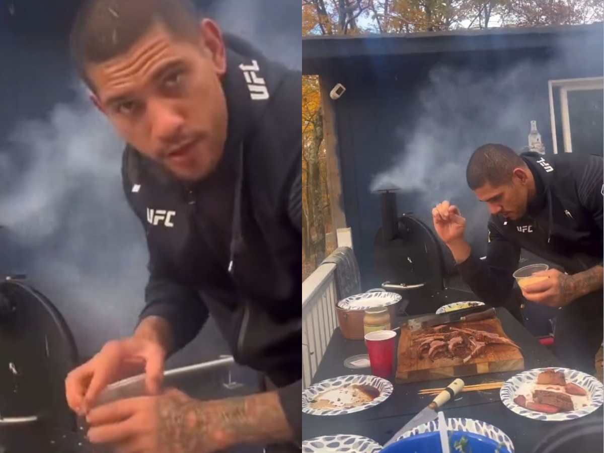 “The only clothes he owns” – Fans Go Wild as Alex Pereira adds flavor in full UFC gear with his Salt Bae impression