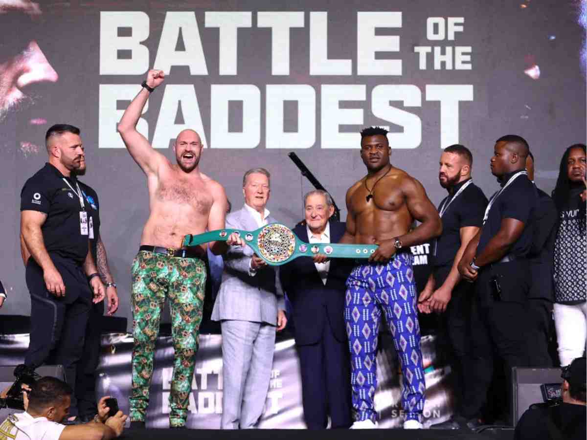 Tyson Fury and Francis Ngannou at the final face-off