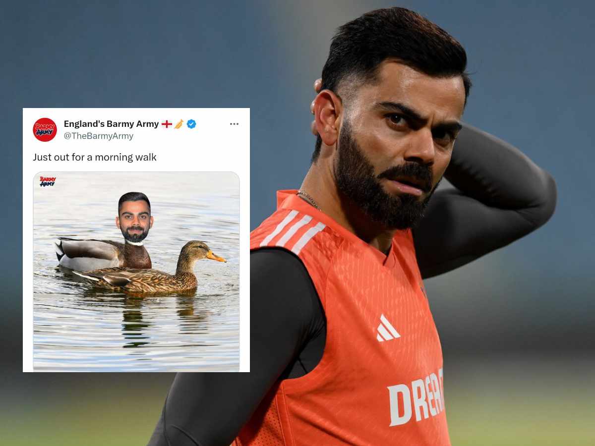 Cricket World Cup 2023: “See England at the bottom of the lake”- Indian fans brutally roast England’s Barmy Army after they edit Virat Kohli’s face with a DUCK