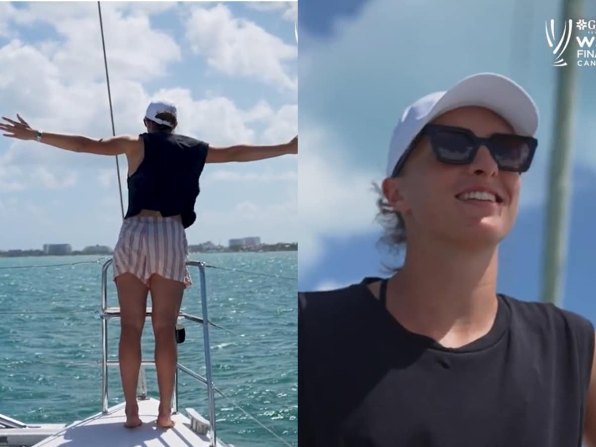 WATCH: Iga Swiatek enjoys the Cancun sea as she steers a boat ahead of the WTA Finals 2023