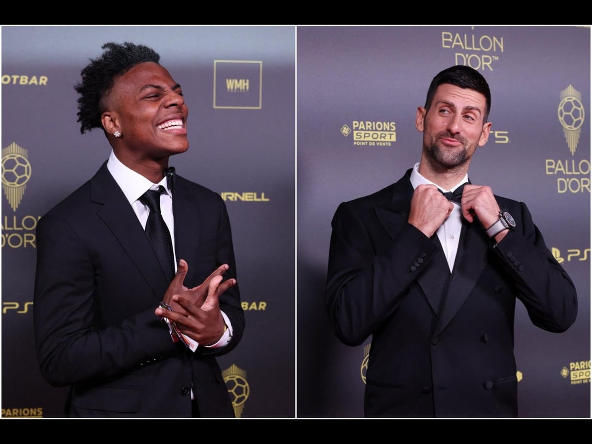 Tennis great Novak Djokovic hilariously trolls IShowSpeed by claiming to be a soccer player for A.C. Milan as they meet up at the Ballon d’Or 2023