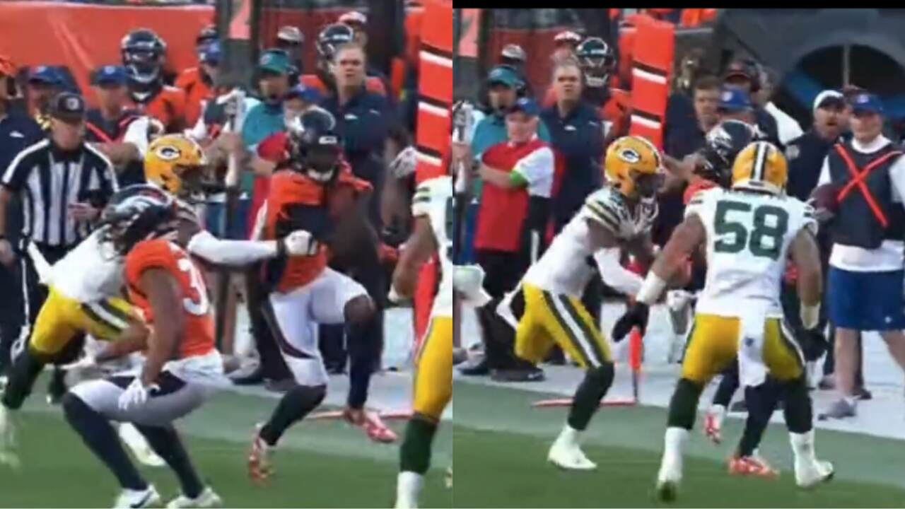 WATCH: Broncos WR Jerry Jeudy gets punched hard in his crotch by a Packers defender while attempting to force a fumble