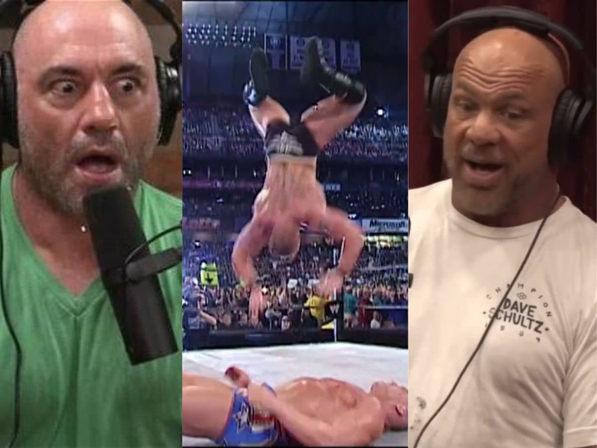 “That’s so cr*zy,” Joe Rogan in disbelief after Kurt Angle reveals Brock Lesnar was unharmed after life-threatening Moonsault botch at WrestleMania 