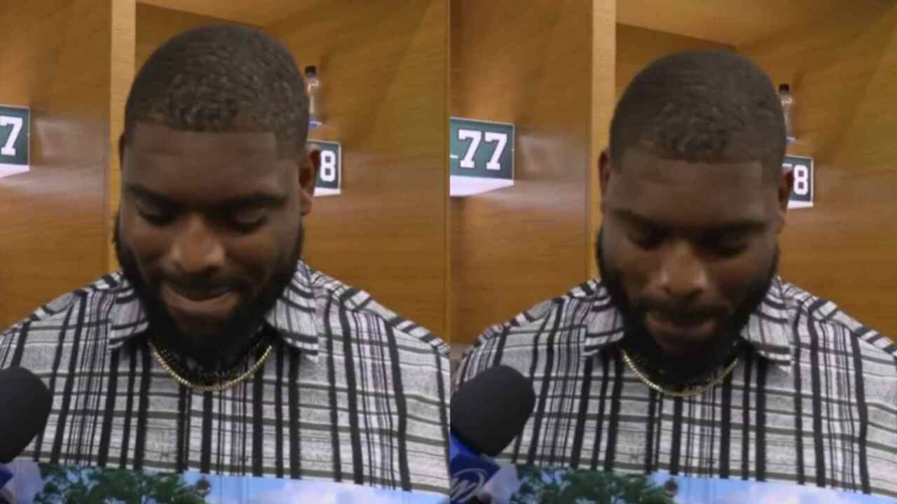 WATCH: Laken Tomlinson chokes up while speaking about what this Jets team means to him after authoritative win over the Eagles