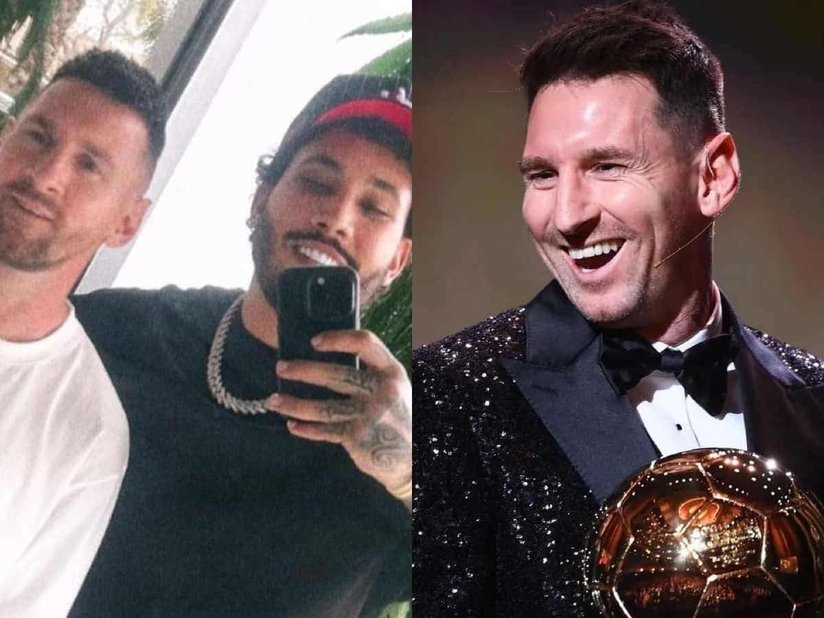 Lionel Messi with his barber 