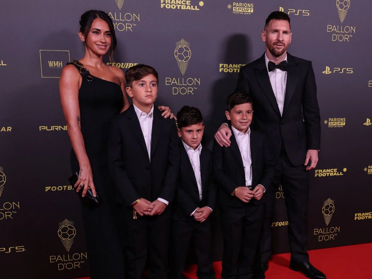 Lionel Messi arrives with family at the Ballon d'Or ceremony