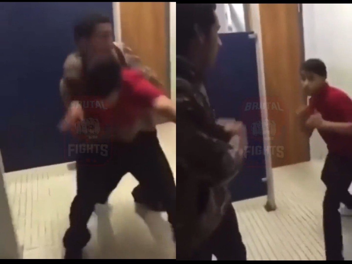 WATCH: Guy gets ‘hulk smashed’ by heavier opponent after landing boxing combo in bathroom brawl