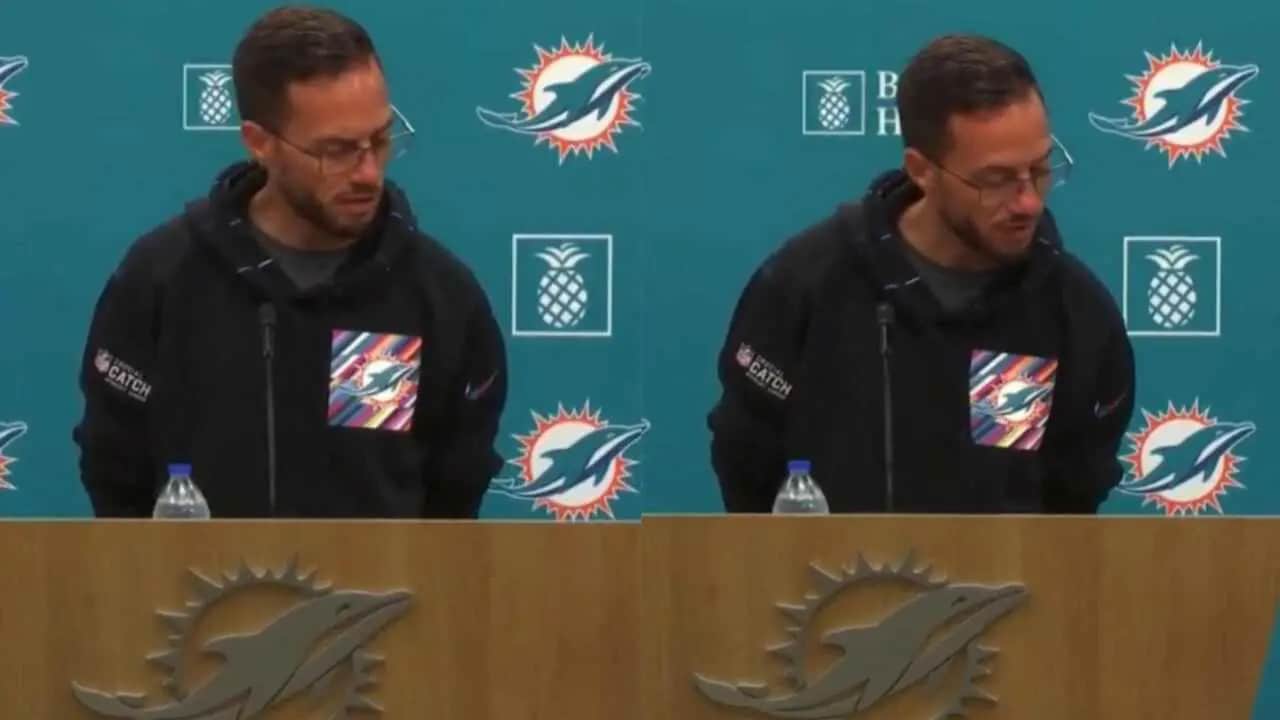 WATCH: Dolphins HC Mike McDaniel has an ‘epic’ reaction to a reporter’s device running out of memory during the press conference