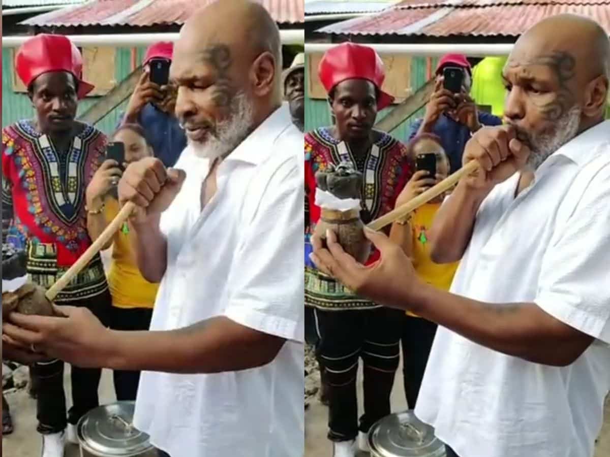 WATCH: ‘Ganja God’ – Mike Tyson hilariously fails at smoking marijuana with Rastafarian friends in VIRAL video