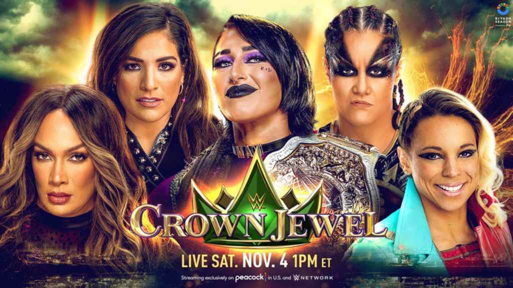 WWE Crown Jewel 2023 Nia Jax vs. Raquel Rodriguez vs. Rhea Ripley vs. Shayna Baszler vs. Zoey Stark