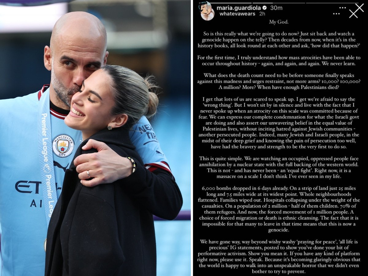 Pep Guardiola’s daughter Maria Guardiola shows support for Palestine via her Instagram