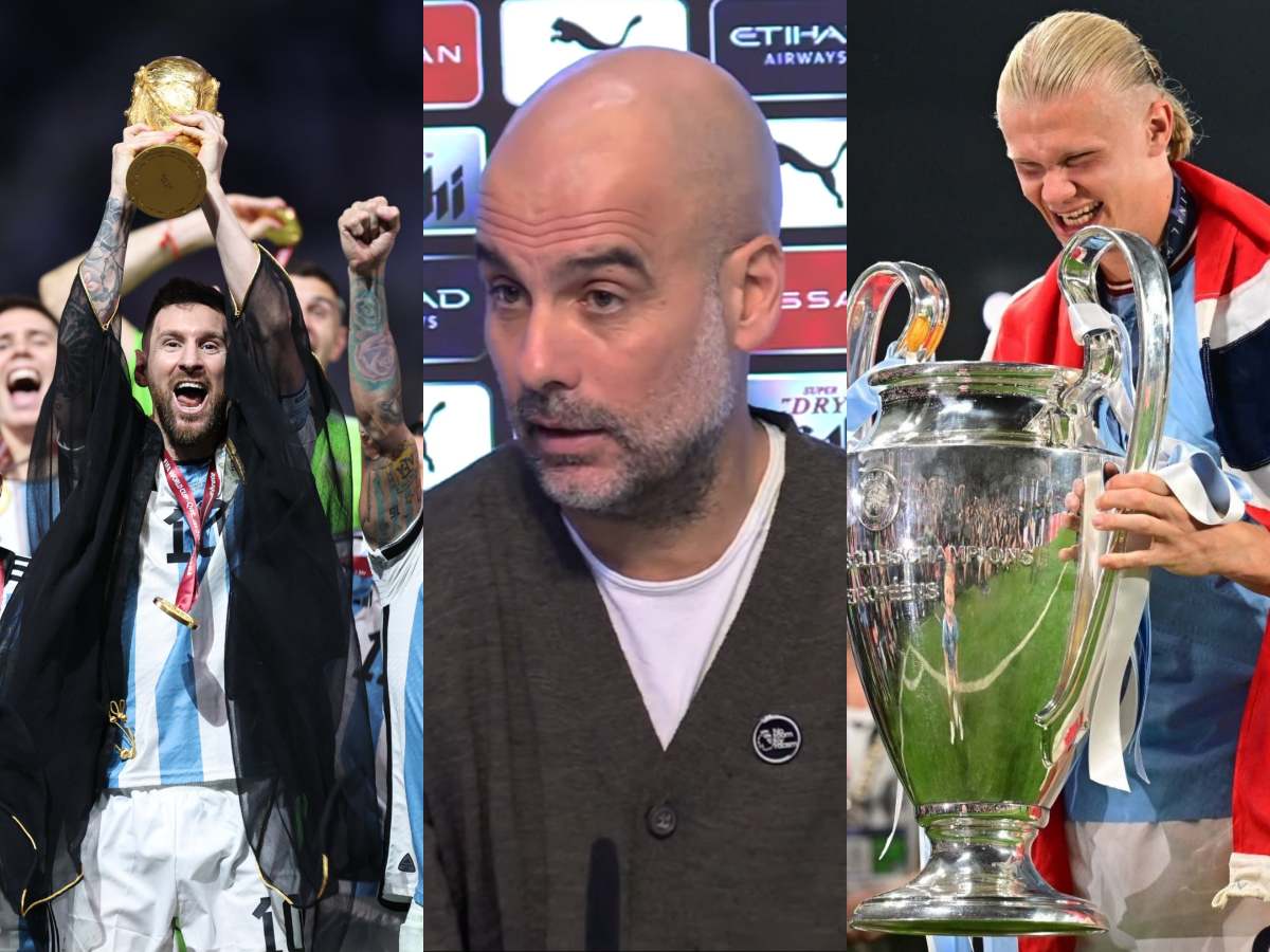 WATCH: Pep Guardiola’s witty reply when asked about the Ballon d’Or winner, Erling Haaland or Lionel Messi