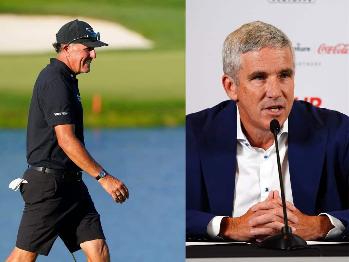 Phil Mickelson and Jay Monahan