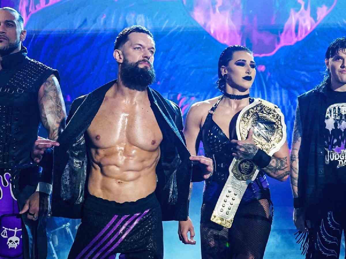 Damian priest, Rhea Ripley, Finn Balor and Dominik Mysterio