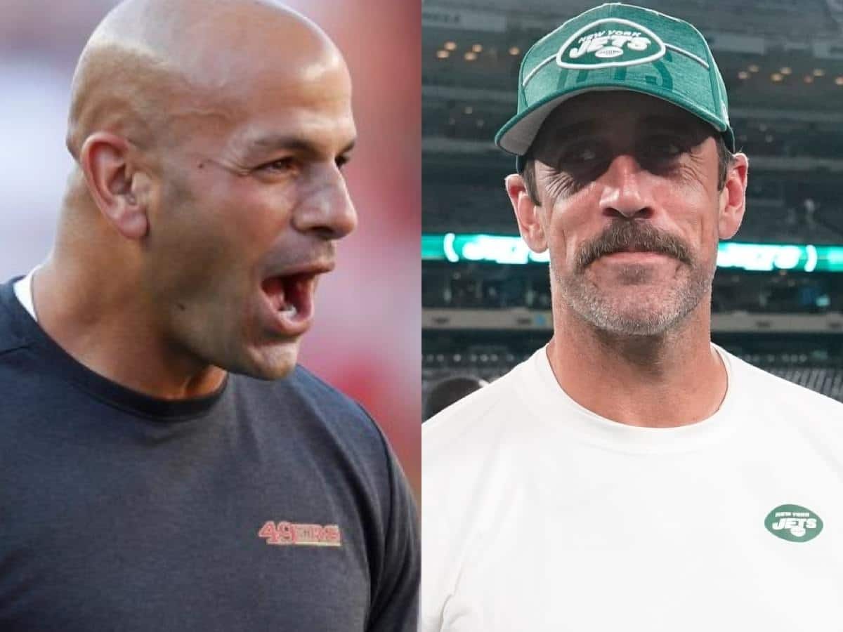 “He’s a freakazoid!” Jets HC Robert Saleh breaks silence on Aaron Rodgers being spotted on the sidelines without crutches during the Eagles game 