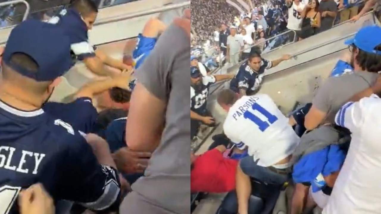 WATCH: Cowboys fan almost beats a Chargers fan to death with heavy punches on his head during the MNF game in SoFi Stadium