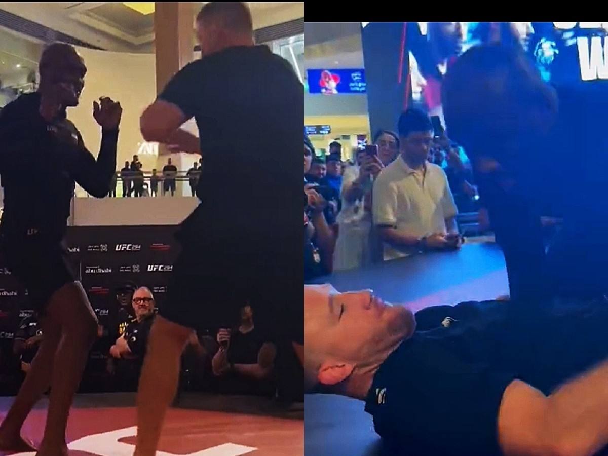 “Should’ve had Bo Nickal not that glass jar” – Fans in scare as rumors spread about Kamaru Usman breaking knee during UFC 294 open workouts; Nigerian Nightmare furiously intervenes