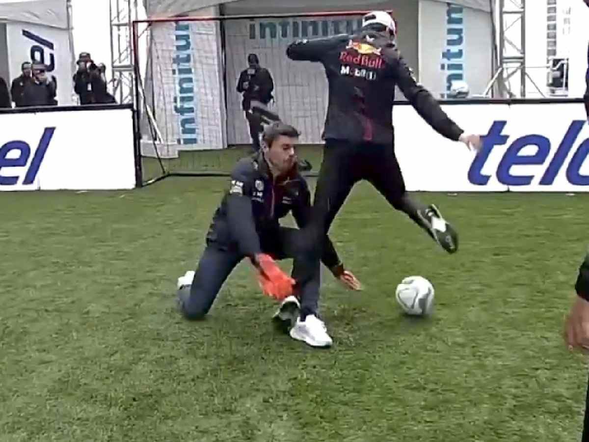 WATCH: Sergio Perez leaves Max Verstappen dumb-faced with his Neymar-like footballing skills at a Red Bull event in Mexico City