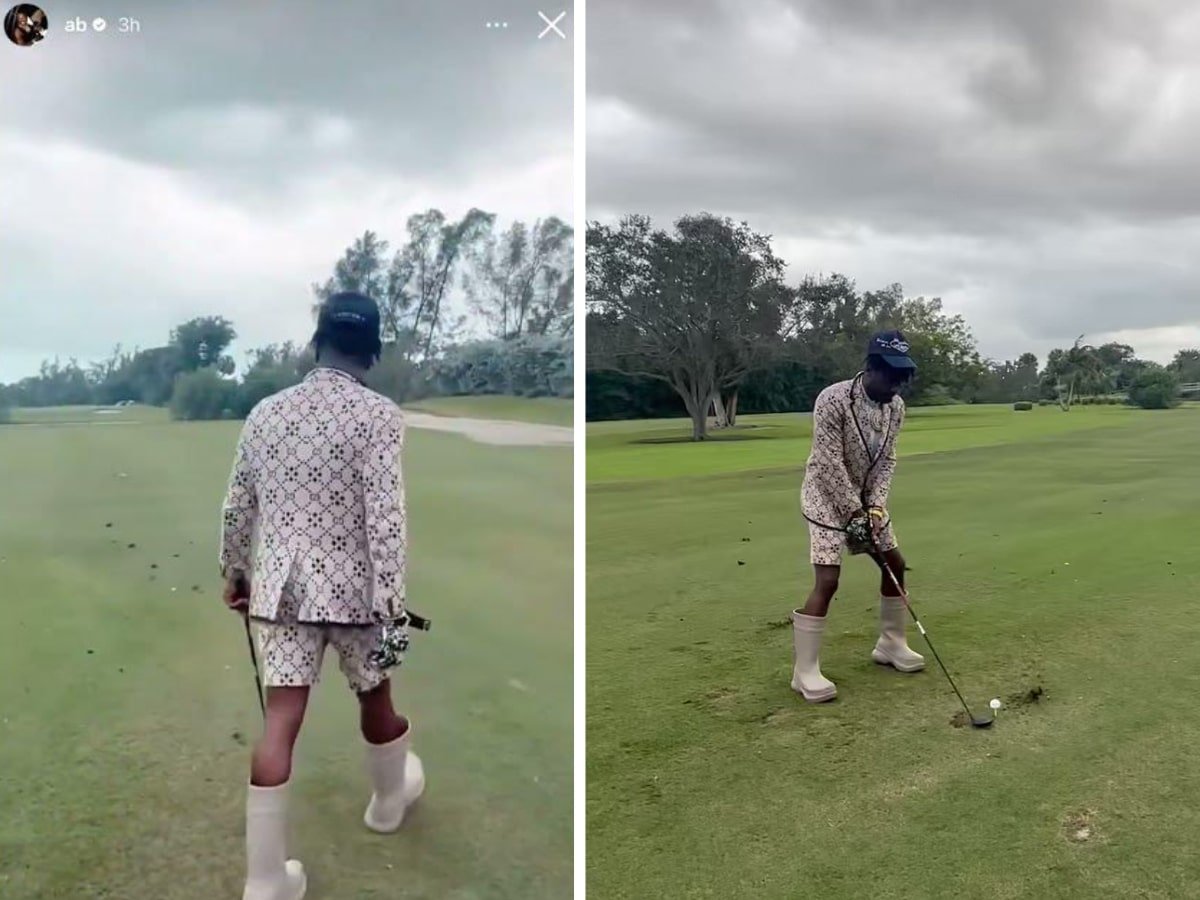 WATCH: “CTE is real y’all!” – Antonio Brown weirdly swinging a golf club with one hand while climbing on top of a cart has fans questioning his intentions