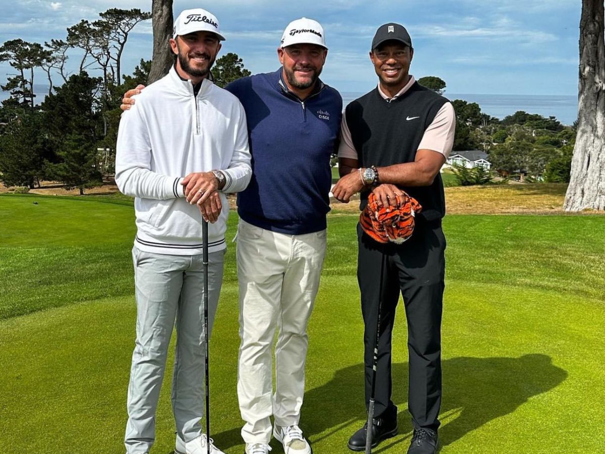 Max Homa, Michael Block and Tiger Woods