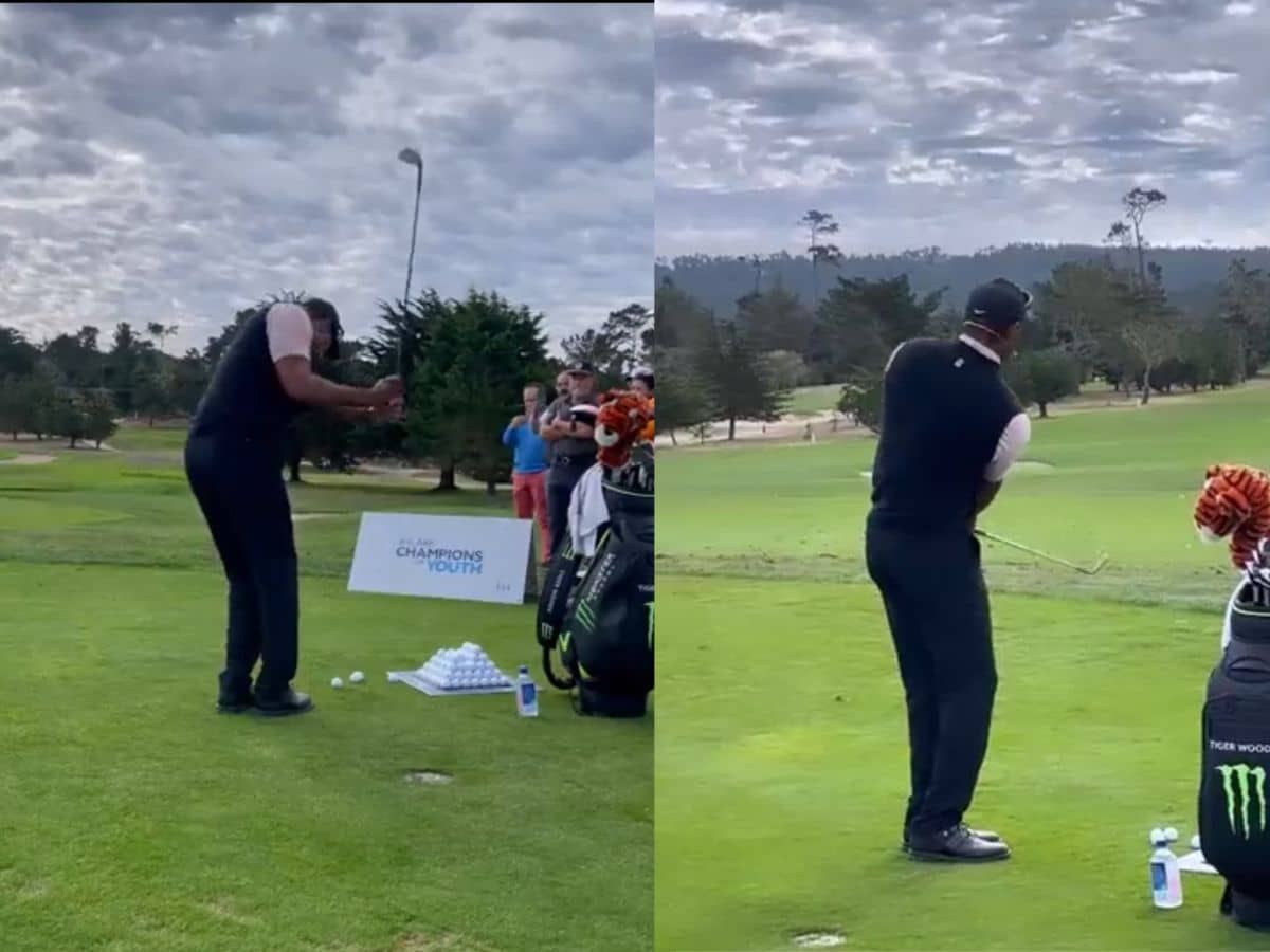 WATCH: GOAT Tiger Woods spotted chipping shots at TW Invitational, sparks comeback talks