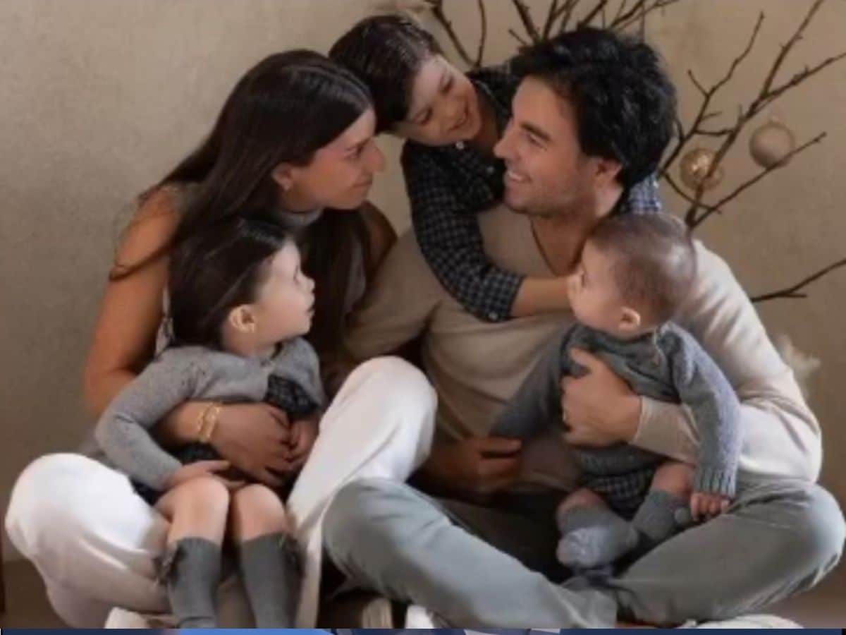 Sergio Perez, with his children and wife, Carola Martinez