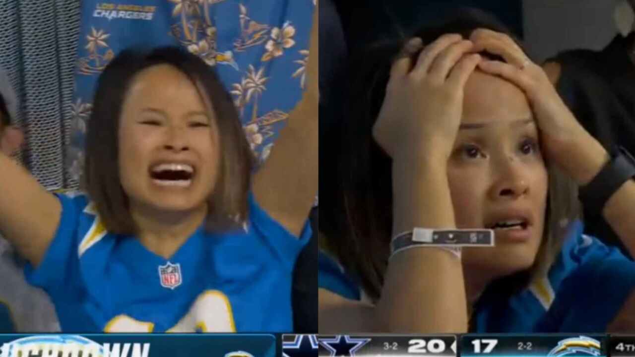 WATCH: ‘Viral’ Chargers fan left heartbroken after Justin Herbert fails to orchestrate a successful drive handing them the 3rd loss of the season