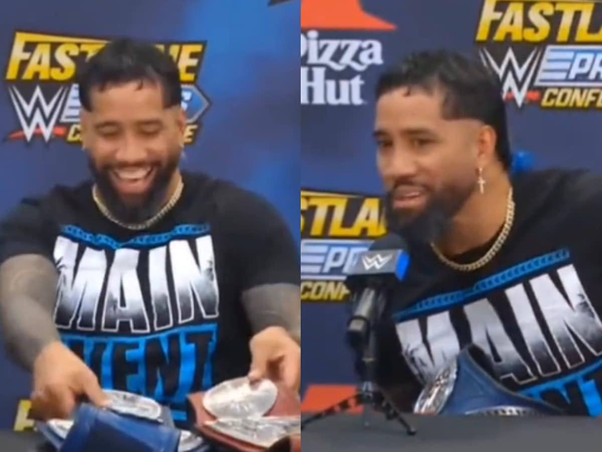 “Riddle left his weed behind”- WWE Universe can’t stop laughing after DRUNK Jey Uso goes cr*zy during Fastlane press conference 