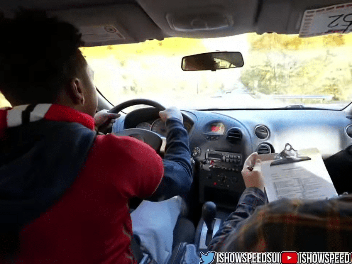 WATCH: Frightened IShowSpeed almost crashes during his driver’s license test