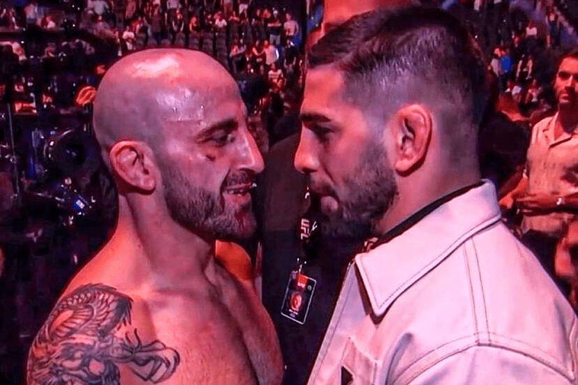 Alexander Volkanovski faces off with Ilia Topuria